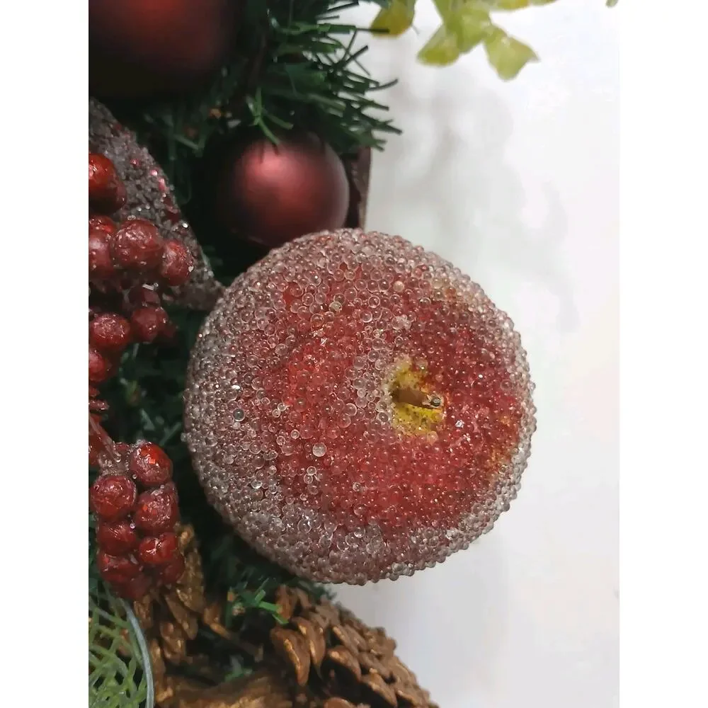 Partridge In Pear Tree Winter Door Wreath Realistic‎ Holiday Crystal Fruit Apple